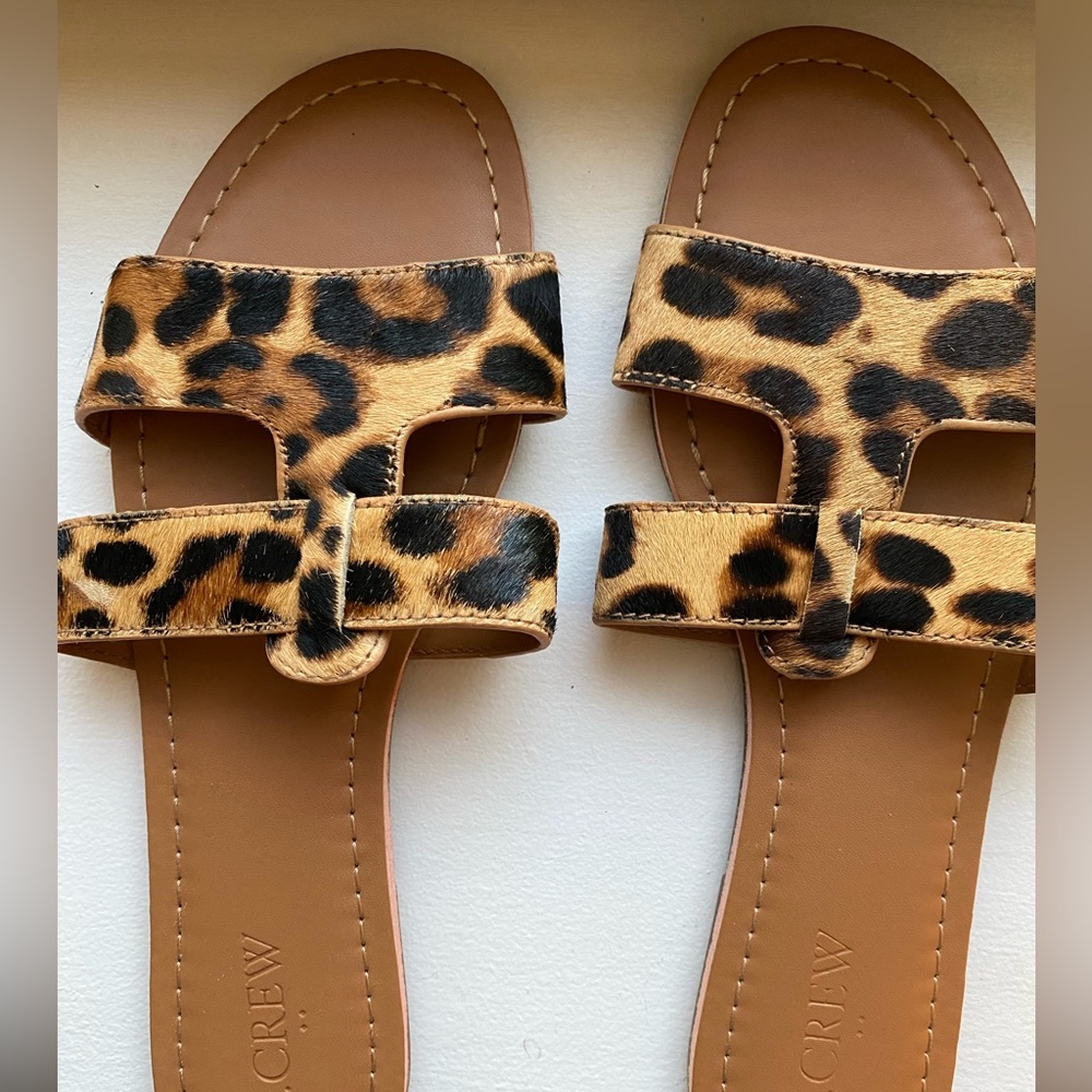 Leopard Print Sandals Calf Hair